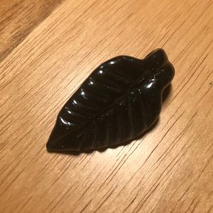 Dark Green Shimmery Leaf Glass Pendant